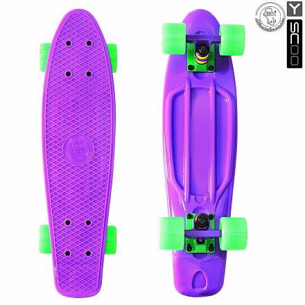 Скейтборд виниловый Y-Scoo Fishskateboard 22" 401-Pr с сумкой, фиолетово-зеленый 